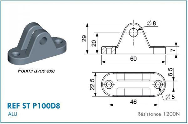 Support de fixation axial 8mm 