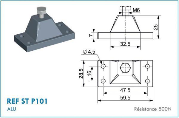 Support de fixation 6mm 