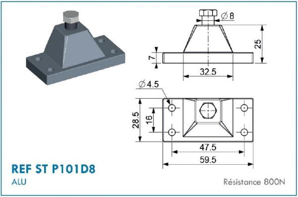 SUPPORT DE FIXATION 8MM